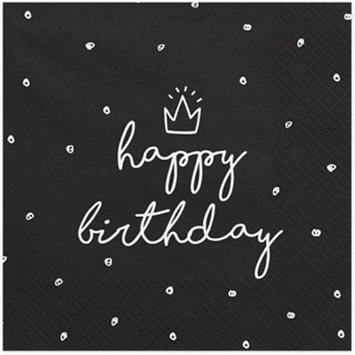 Guardanapos Pretos Happy Birthday